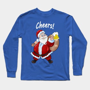 FUN WITH SANTA AND BEER AT CHRISTMAS HOLIDAY CHEERS PARTY Long Sleeve T-Shirt